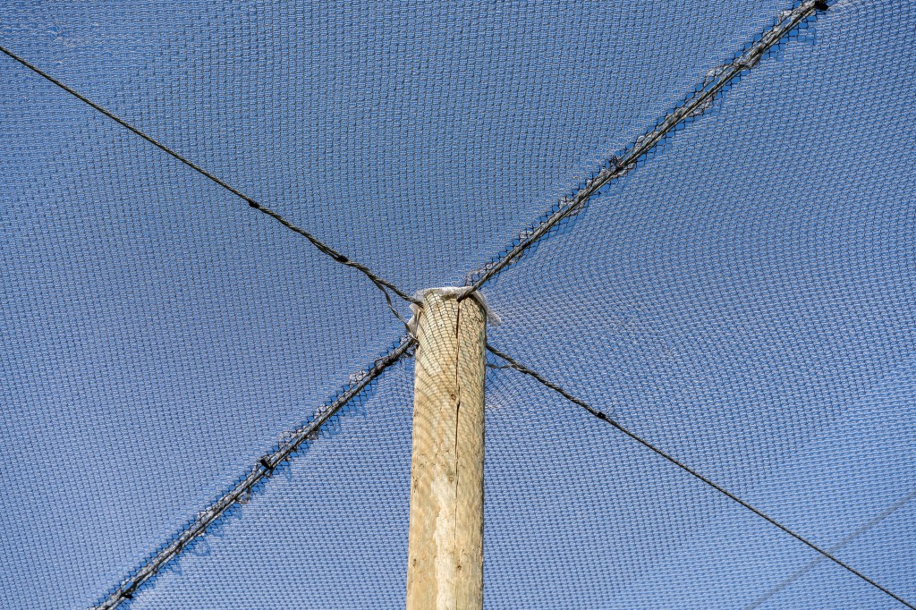 drone protection structure utilizing high tensile cable and netting